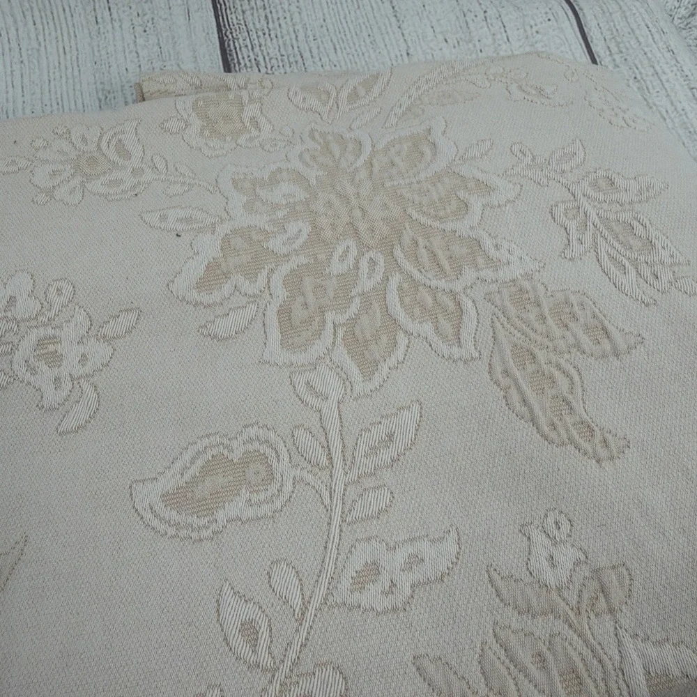 Pereira Da Cunha Shower Curtain Beige Floral Matelasse Portugal 100% Cotton